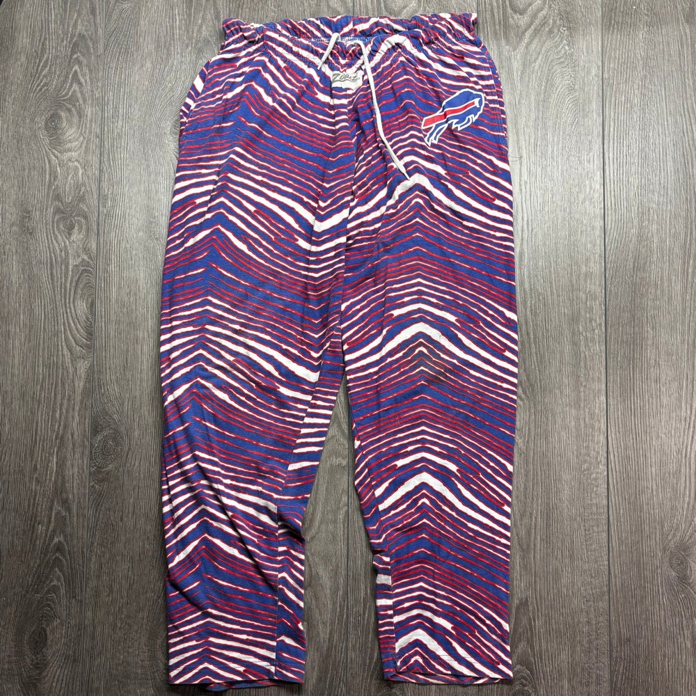Zubaz Buffalo Bills NFL Mens Blue Red Zebra Print Lounge Pants Medium